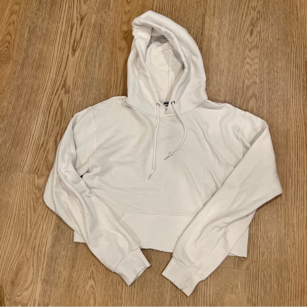 Cropped White Hoodie